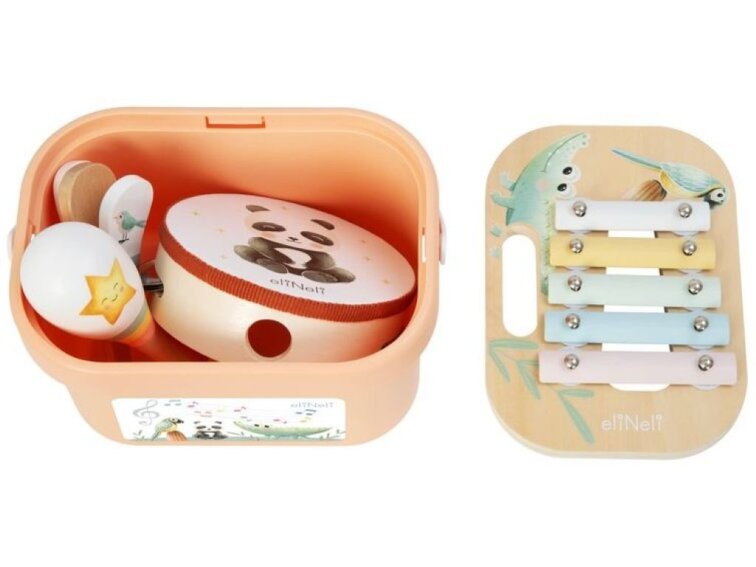 Sada dětských hudebních nástrojů v boxu - pastel