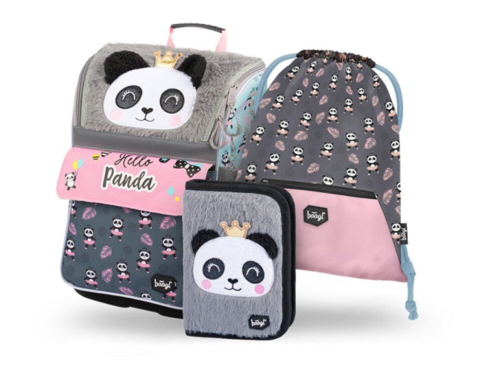 BAAGL 3 SET Zippy Panda: aktovka, penál, sáček
