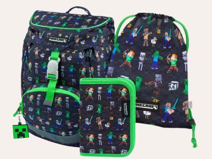 Školní set Baagl Minecraft Airy – batoh, penál a sáček na přezůvky
