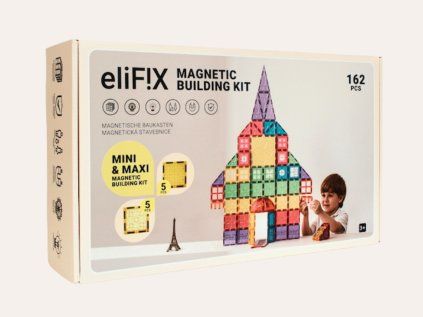 Magnetická stavebnica EliFix Fresh listy 162 ks – s prepojovacími dielikmi ku kockovým stavebniciam