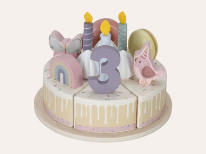 Narodeninová torta 26 dielov drevená Pink