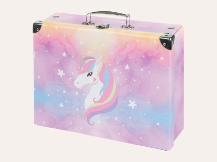 Skladací školský kufrík Rainbow Unicorn s kovaním